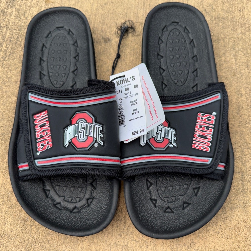 Ohio State Buckeyes Slide Sandals Men's 9 10 Black